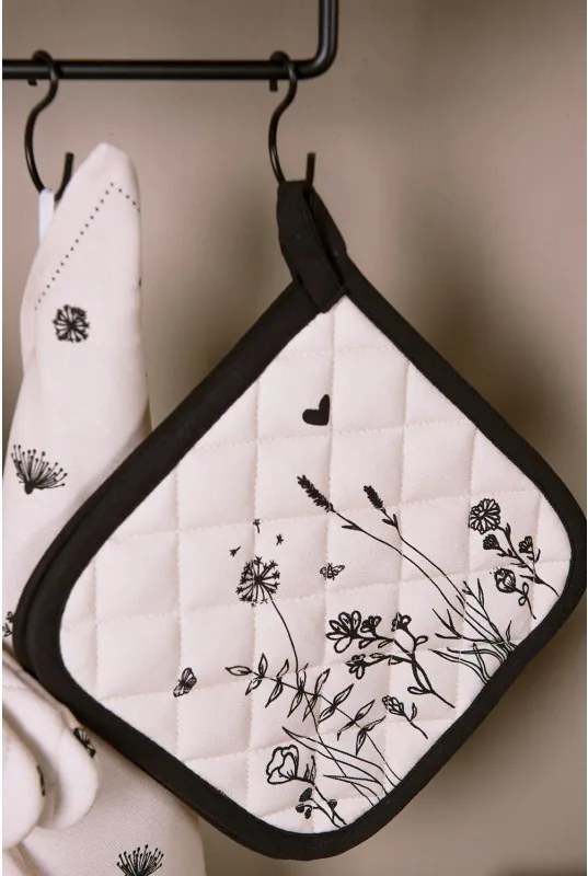Béžová chňapka - podložka s kvetinami Flora And Fauna - 20*20 cm
