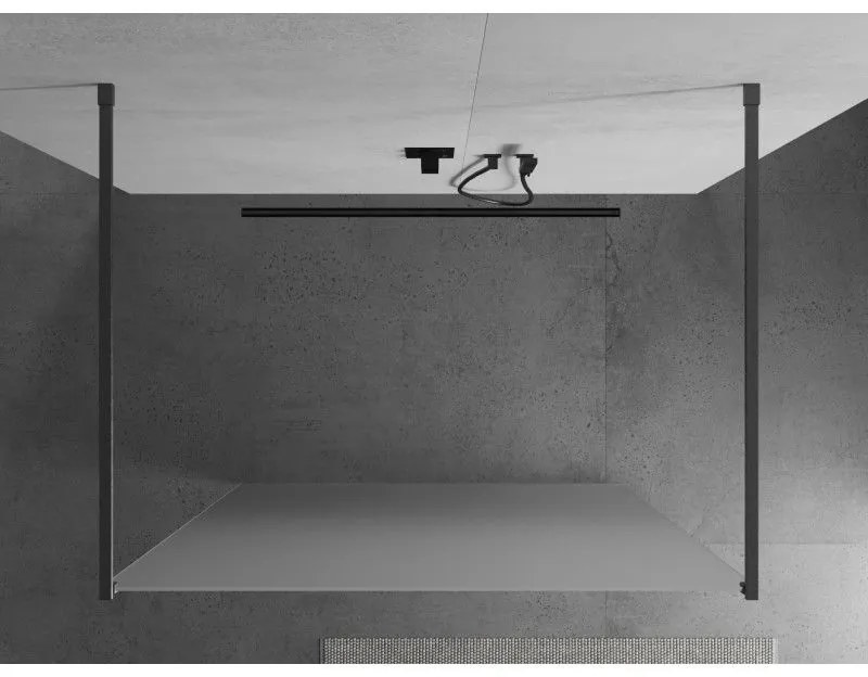 Mexen Kioto, sprchová zástena Walk-In 120 x 200 cm, 8mm sklo námraza, grafitový profil, 800-120-002-66-30