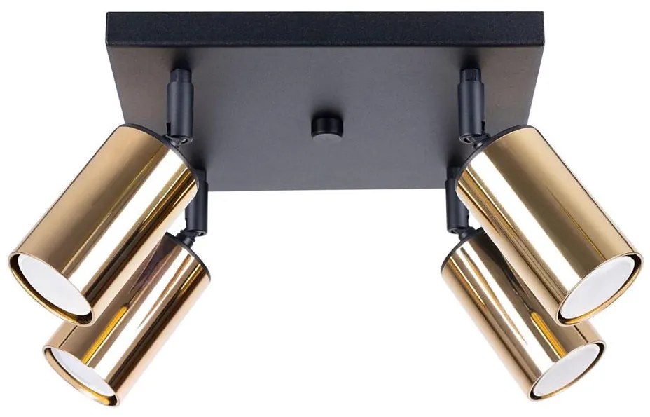 Sollux SL.1386 - Bodové svietidlo WINX 4xGU10/10W/230V čierna/zlatá