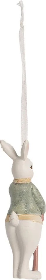Závesná ozdobná dekorácia králik v saku s palicou - 4*4*10 cm