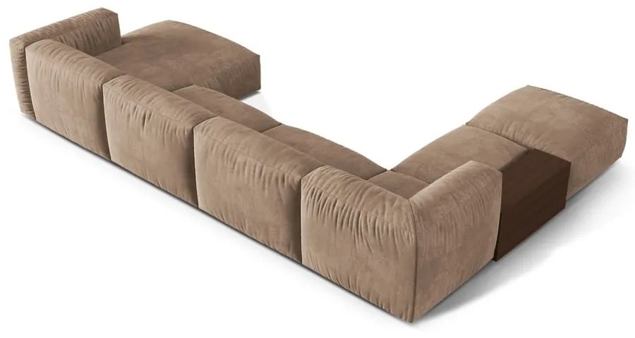 Svetlohnedá zamatová modulárna rohová pohovka (ľavý roh/do tvaru "U") Martina – Micadoni