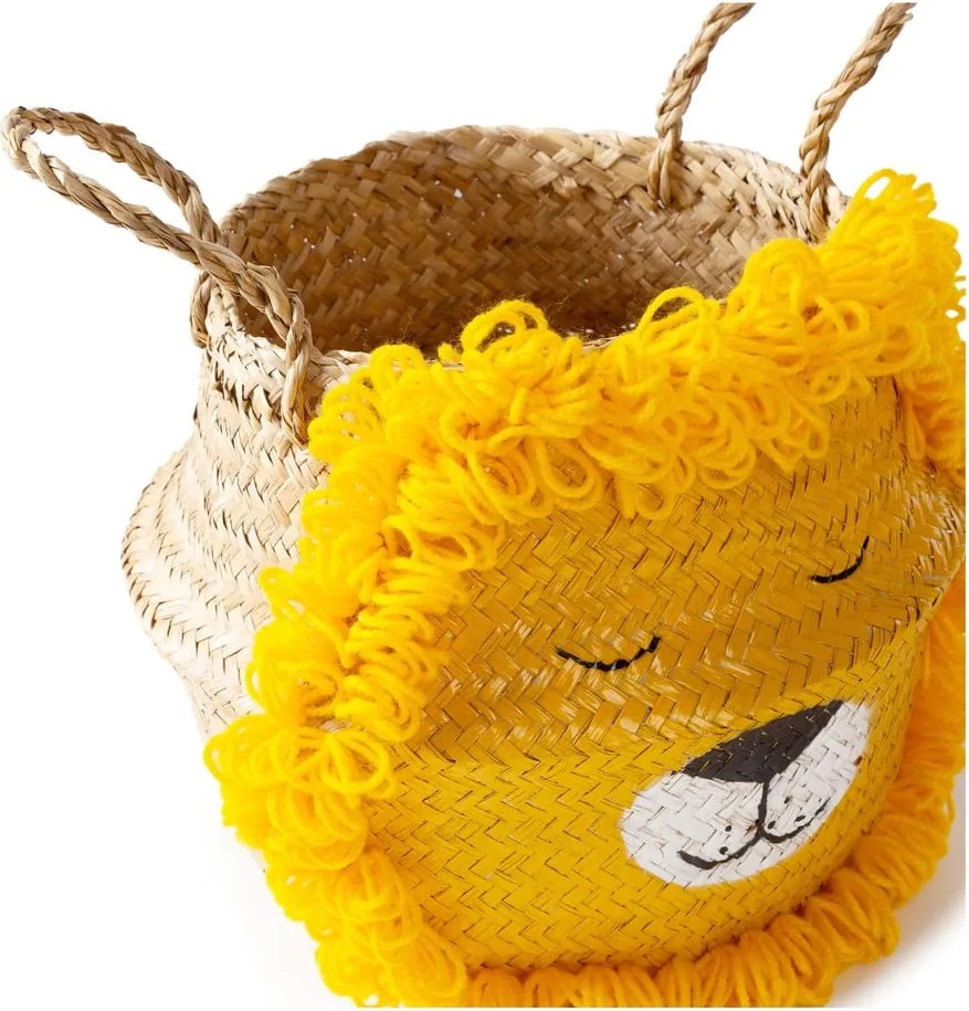 Detský kôš na hračky z morskej trávy v žlto-prírodnej farbe ø 30x28 cm Lion – Compactor