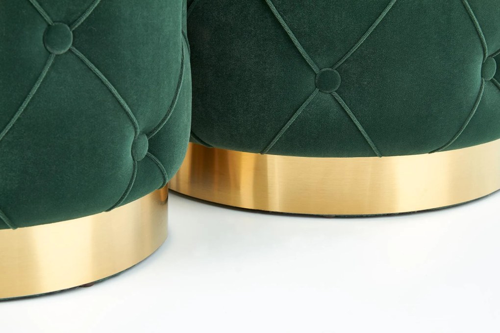 Dizajnový set taburetiek PULA zelená + zlatá