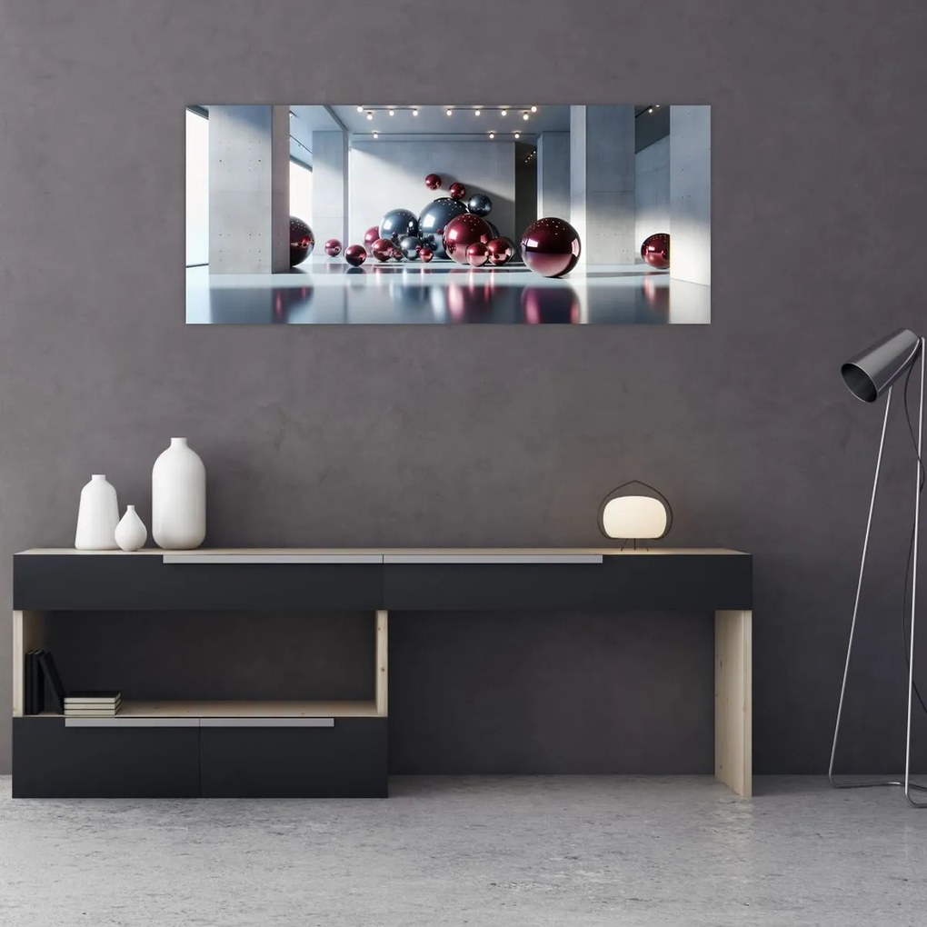 Obraz - 3D priestor s guľami II. (120x50 cm)