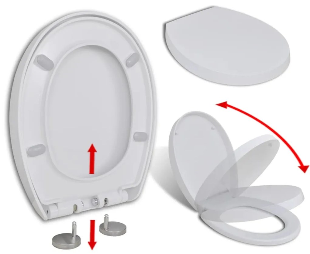vidaXL WC sedadlo, pomalé sklápanie, rýchloupínacie, biele, oválne