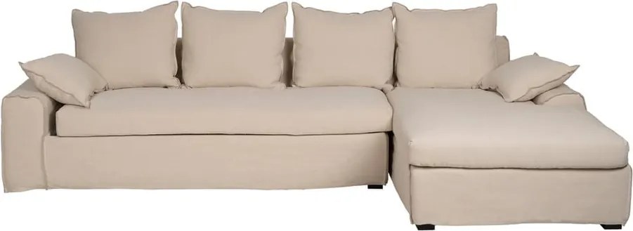 Krémová ľanová rohová pohovka (pravý roh/s leňoškou) – Ixia