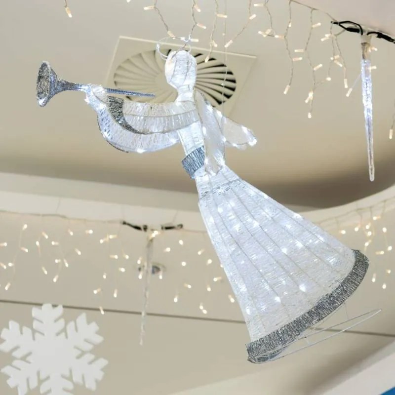 DECOLED LED svetelný anjel 122 cm, LED biela, IP44