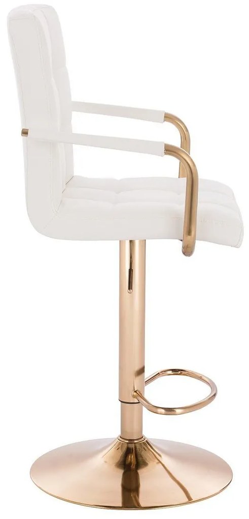 LuxuryForm DESIGN Barová stolička VERONA GOLD na zlatom tanieri - biela