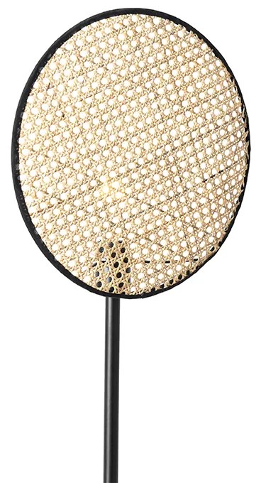Rustikálna stojaca lampa čierna s ratanom 35 cm - Kata