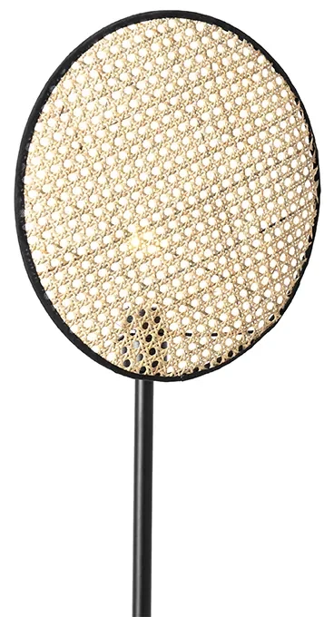 Rustikálna stojaca lampa čierna s ratanom 35 cm - Kata
