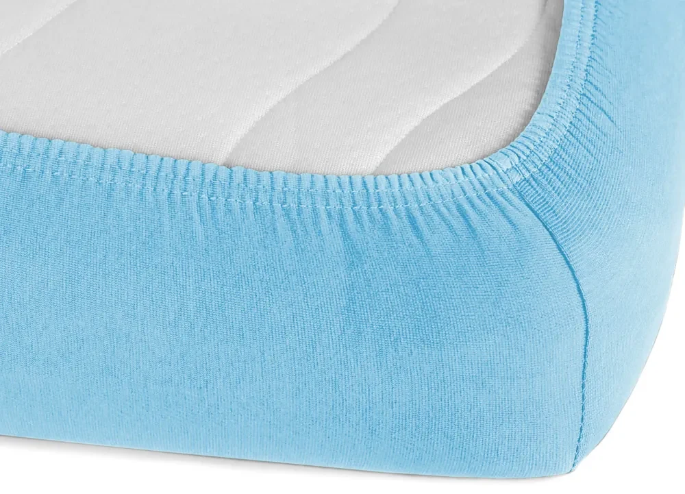 Jersey napínacie prestieradlo na vysoký matrac JR-017 Azúrovo modré 100 x 200 - výška 30 cm