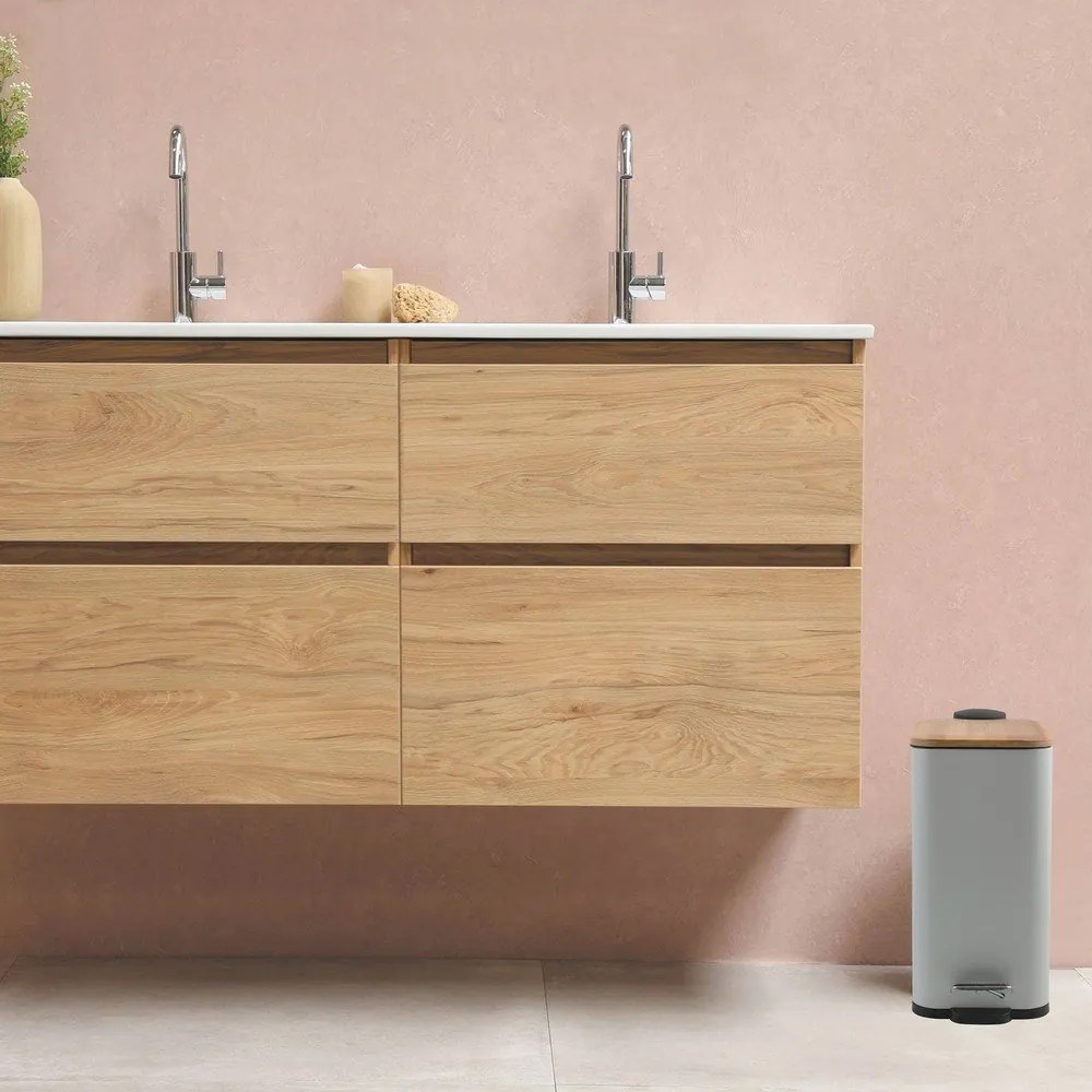 Biely nášľapný oceľový odpadkový kôš 5 l Erik – Spirella