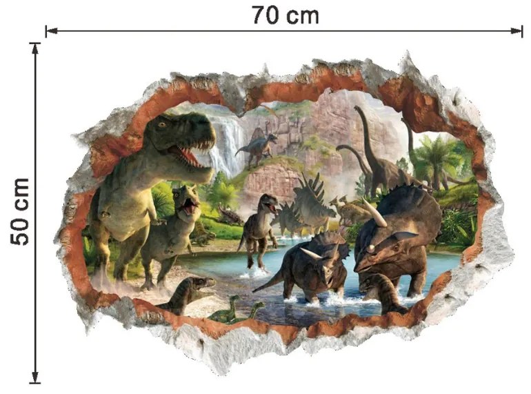 PIPPER | Samolepka na stenu "Dinosaury" 70x50 cm