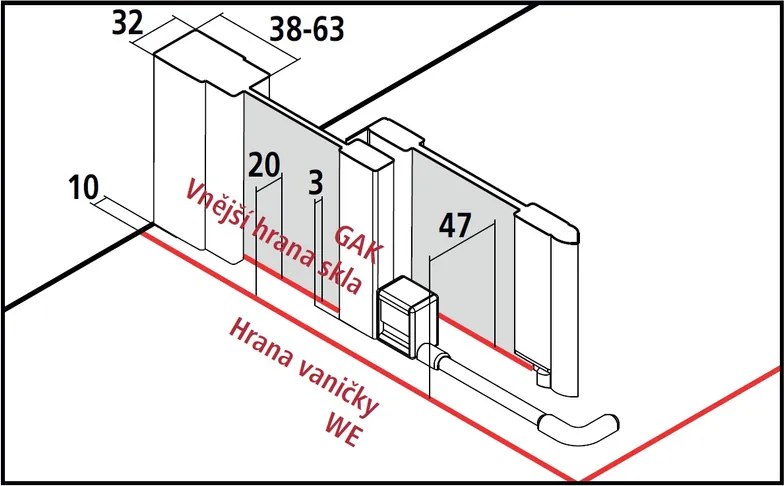 Štvorcový sprchovací kút Kermi Cada XS 90x90 cm - E2R 09020 PVK+E2L 09020 PVK