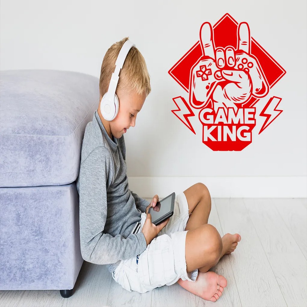 Veselá Stena Samolepka Game King Farba: šedá, Veľkosť: 40 x 46 cm