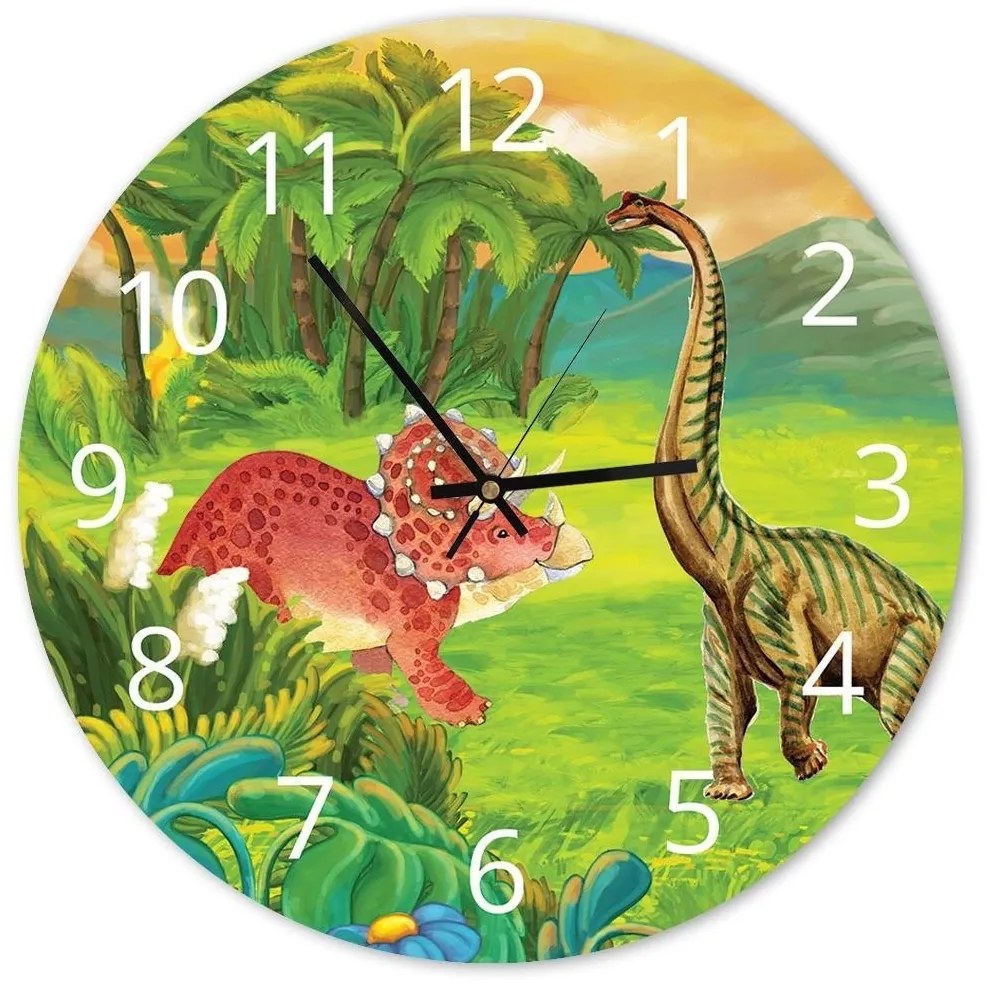 Gario Hodiny na stenu Farebné dinosaury Rozmery: 60 x 60 cm