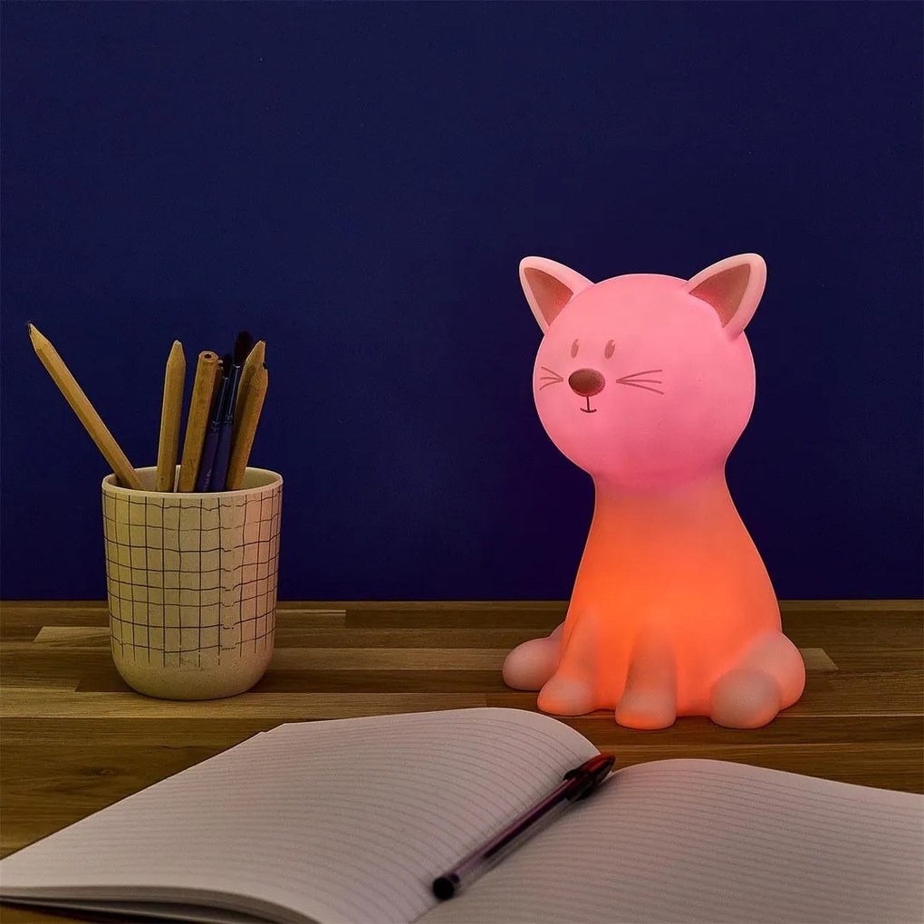 LED detské nočné svetlo CATTY 19cm, biela