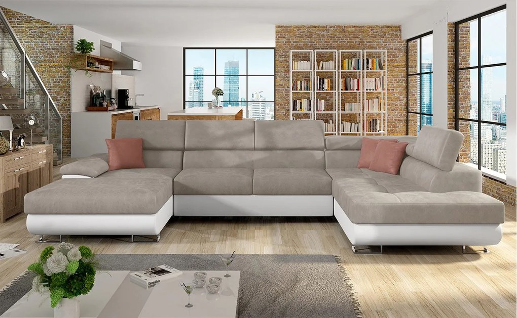 Rohová sedacia súprava Alvin Bis, Dostupné poťahy: ekokoža Soft 017 + Uttario Velvet 2979 + Uttario Velvet 2955, Strana: Pravá - U