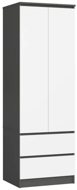 Skriňa s nadstavcom S 60 cm 2D 2SZ CLP grafitová / sivá / biela