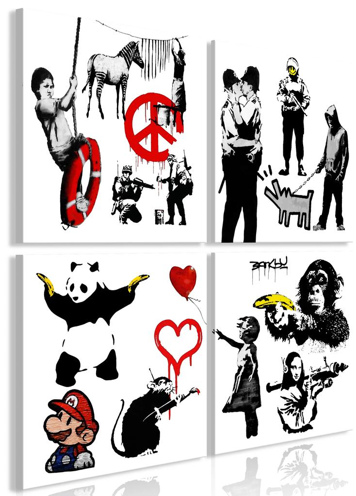 Artgeist Obraz - Banksy World (4 Parts) Veľkosť: 60x60, Verzia: Premium Print