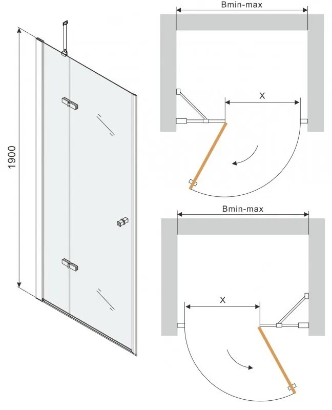 Sprchové dvere MEXEN ROMA transparentné, 120 cm