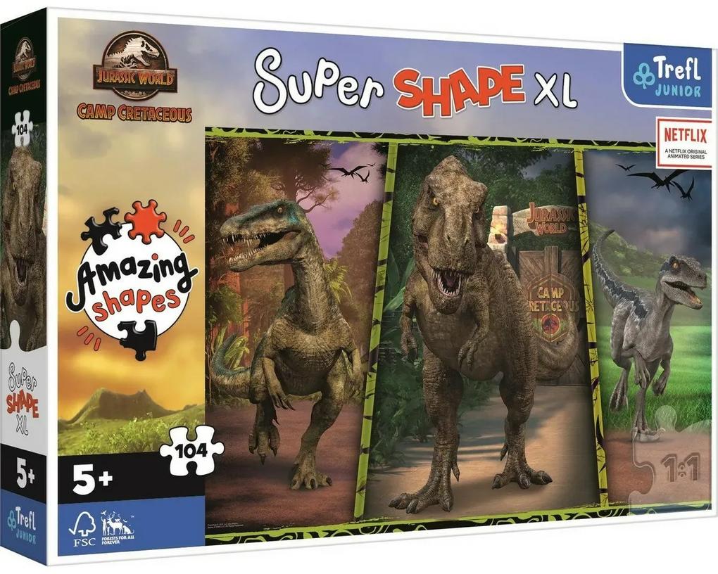 Trefl Puzzle 104 XL Super Shape Farebné dinosaury/Jurassic World 60x40cm v krabici 40x27x6cm