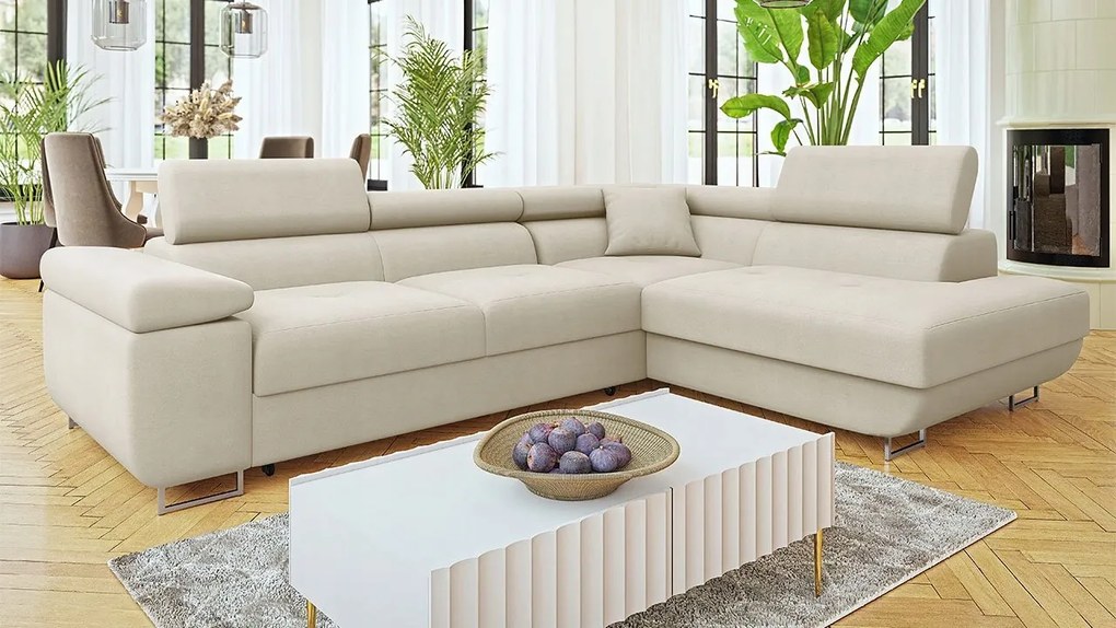 Rohová sedačka Terazuro Premium (krémová) (s úl. priestorom) (p)