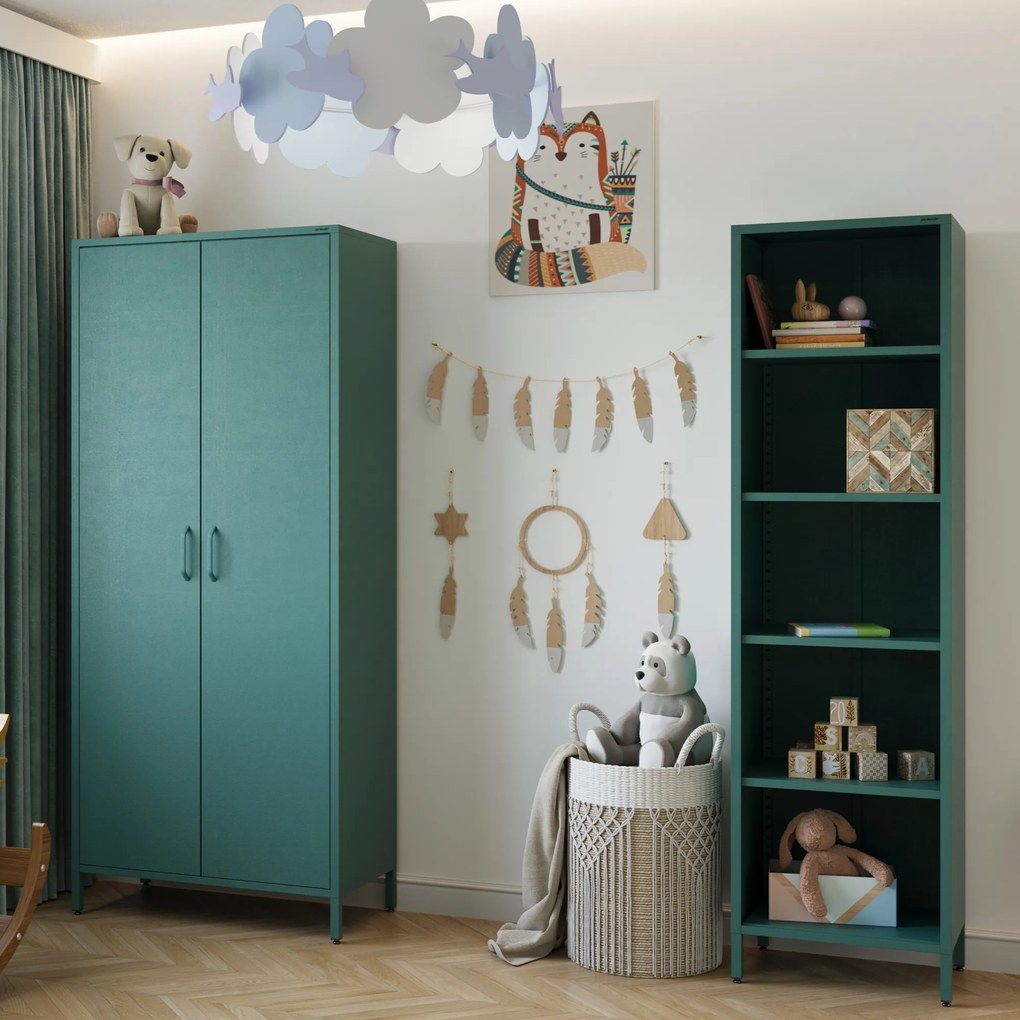Knižnica do obývačky MARIO, 500 x 1800 x 350 mm, Modern: morská farba