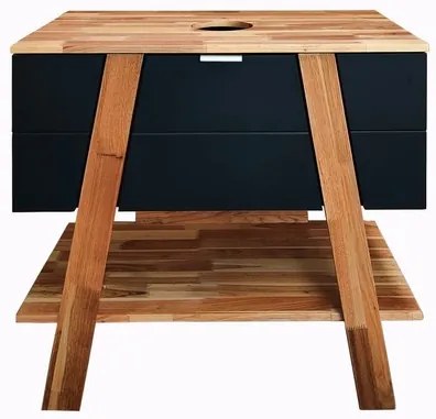 Kúpeľňová skrinka pod umývadlo na doske Naturel Home 80x73x46 cm orech/čierny mat HOMEUMDC, 1 ks