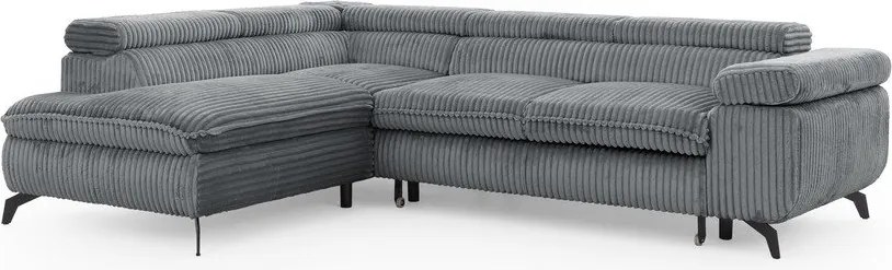 Sivá menčestrová rohová pohovka (ľavý roh/do L) Marbeya – Ropez