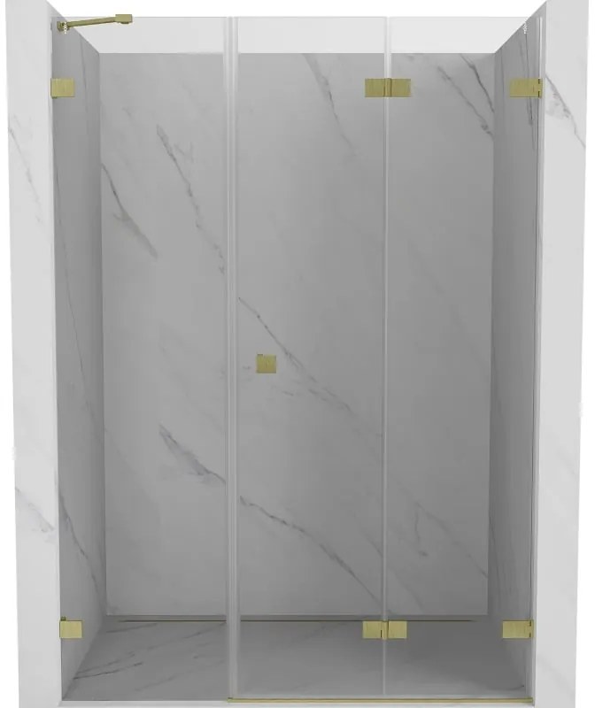 Mexen Lunar-F, pravé sklápacie sprchové dvere 150 cm, 8mm číre sklo, zlatý matný profil, 836S-150-050-55-00-P