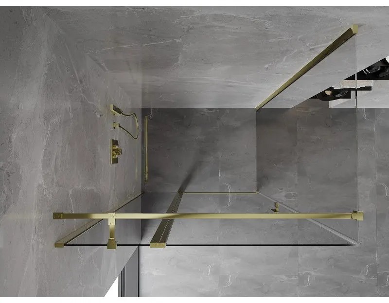 Mexen Mist T, sprchový kút s krídlovými dverami, 95 x 110 cm, 8mm číre sklo, zlatý lesklý profil, 8A4T-110-095-50-00