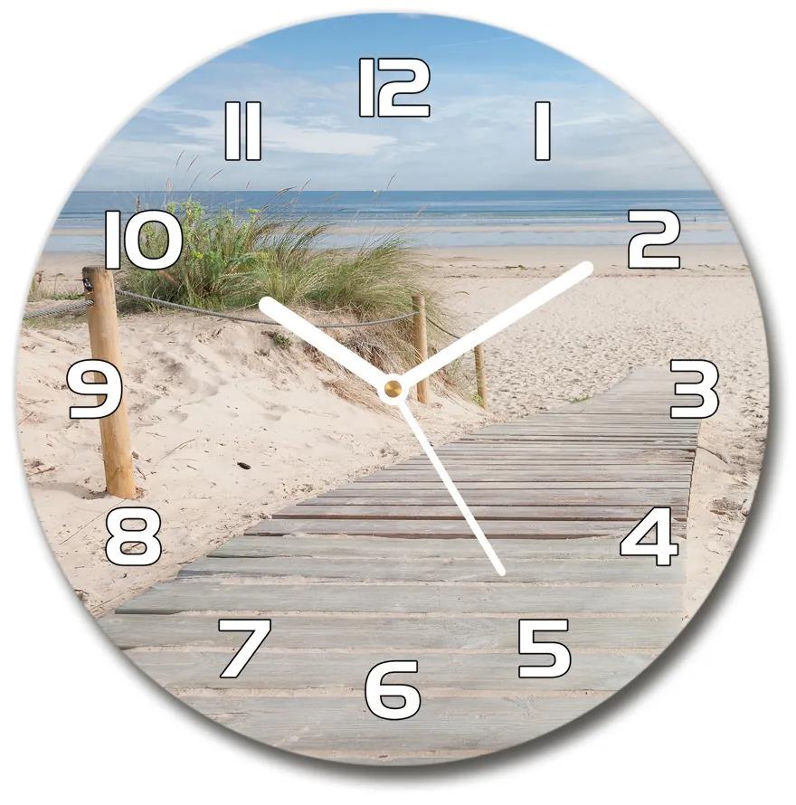 Sklenené nástenné hodiny okrúhle Pláž pl_zso_30_f_74072546