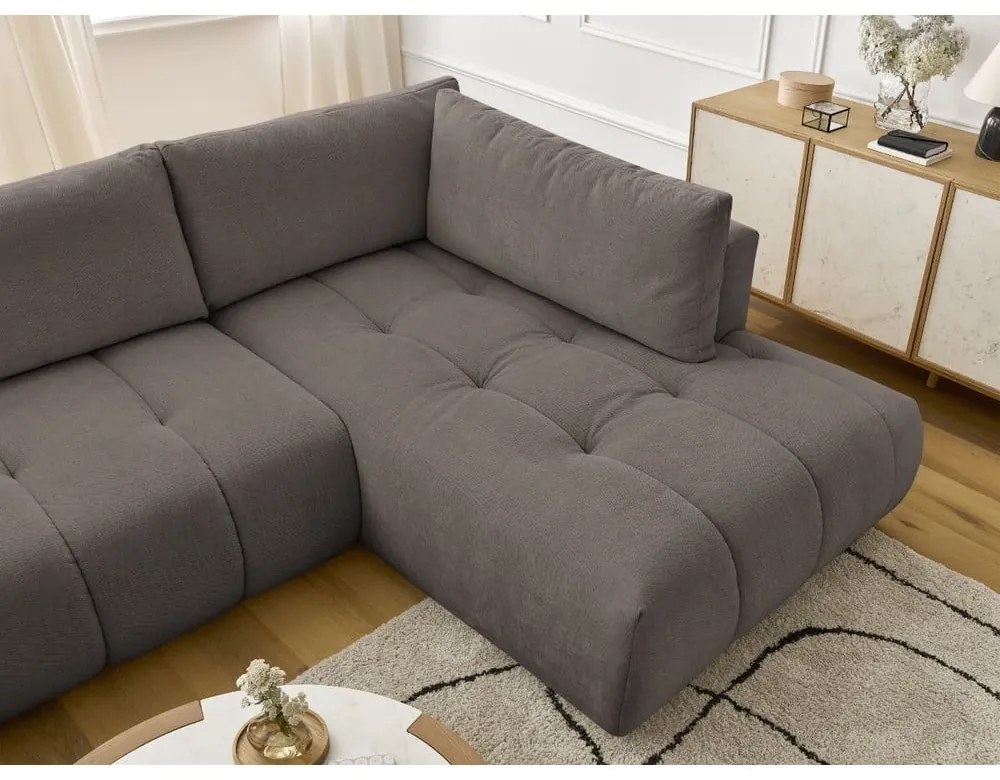 Taupe rozkladacia/s úložným priestorom rohová pohovka (pravý roh/do tvaru "U") Fuji – Bobochic Paris