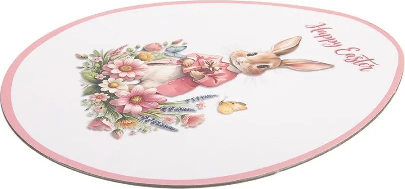 Dekoračný plastový veľkonočný tanier v tvare vajíčka Happy Easter - 35*29*1 cm