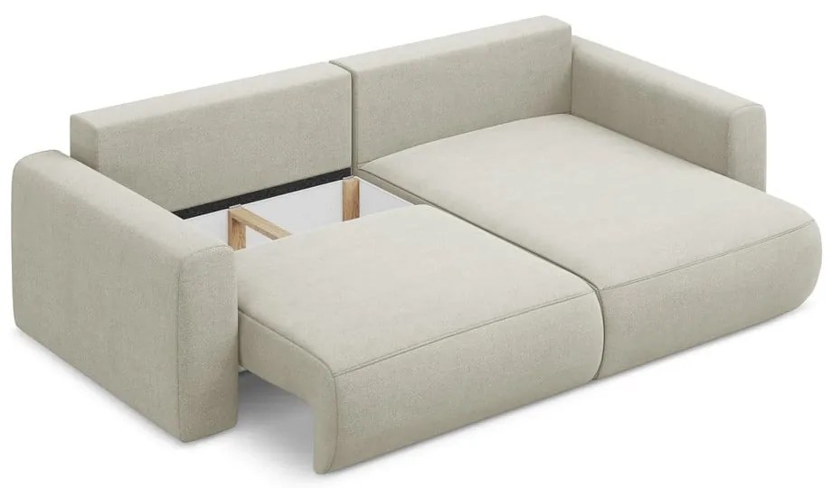 Béžová rozkladacia/s úložným priestorom rohová pohovka (pravý roh/s leňoškou) Kapua – Makamii