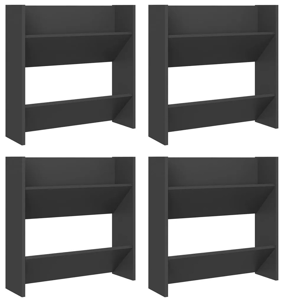 vidaXL Nástenné skrinky na topánky 4 ks, sivé 60x18x60 cm