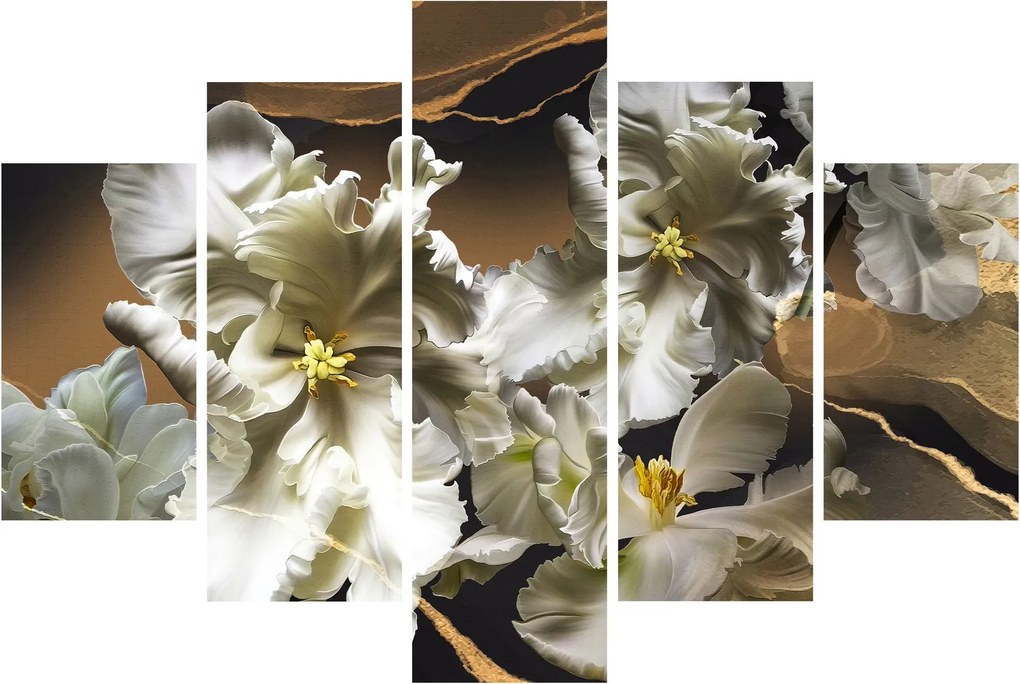 Obraz - Kvety orchideí na mramorovom pozadí (150x105 cm)
