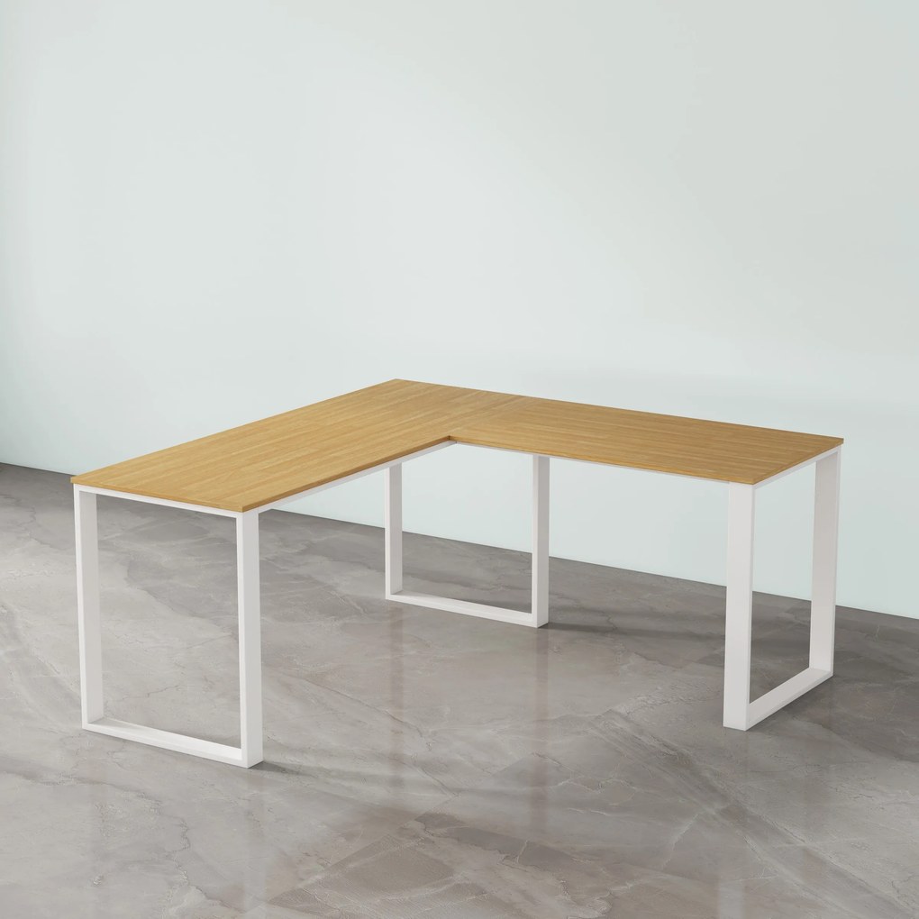 Rohový kancelářský stůl Houseland Nuvia Home 03 160 cm dub/bílý
