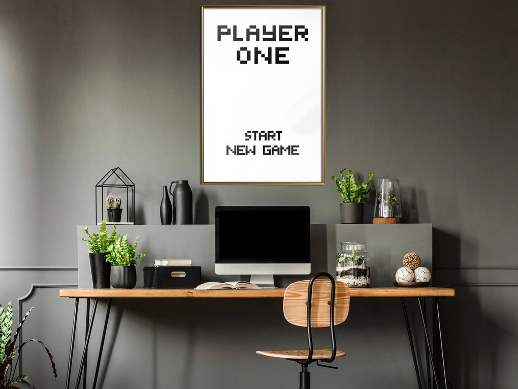 Artgeist Plagát - Start New Game [Poster] Veľkosť: 20x30, Verzia: Čierny rám s passe-partout