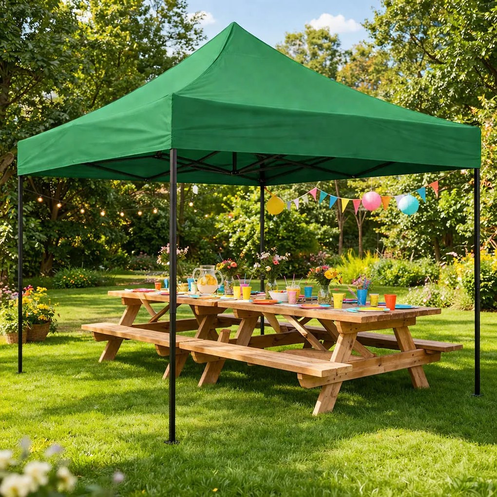 MultiGarden Záhradný samorozkladací stan s baldachýnom 3x3m - zelený MultiGarden