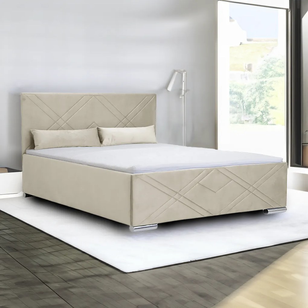 Čalúnená posteľ s úložným priestorom CRIS Béžová 140 x 200 cm