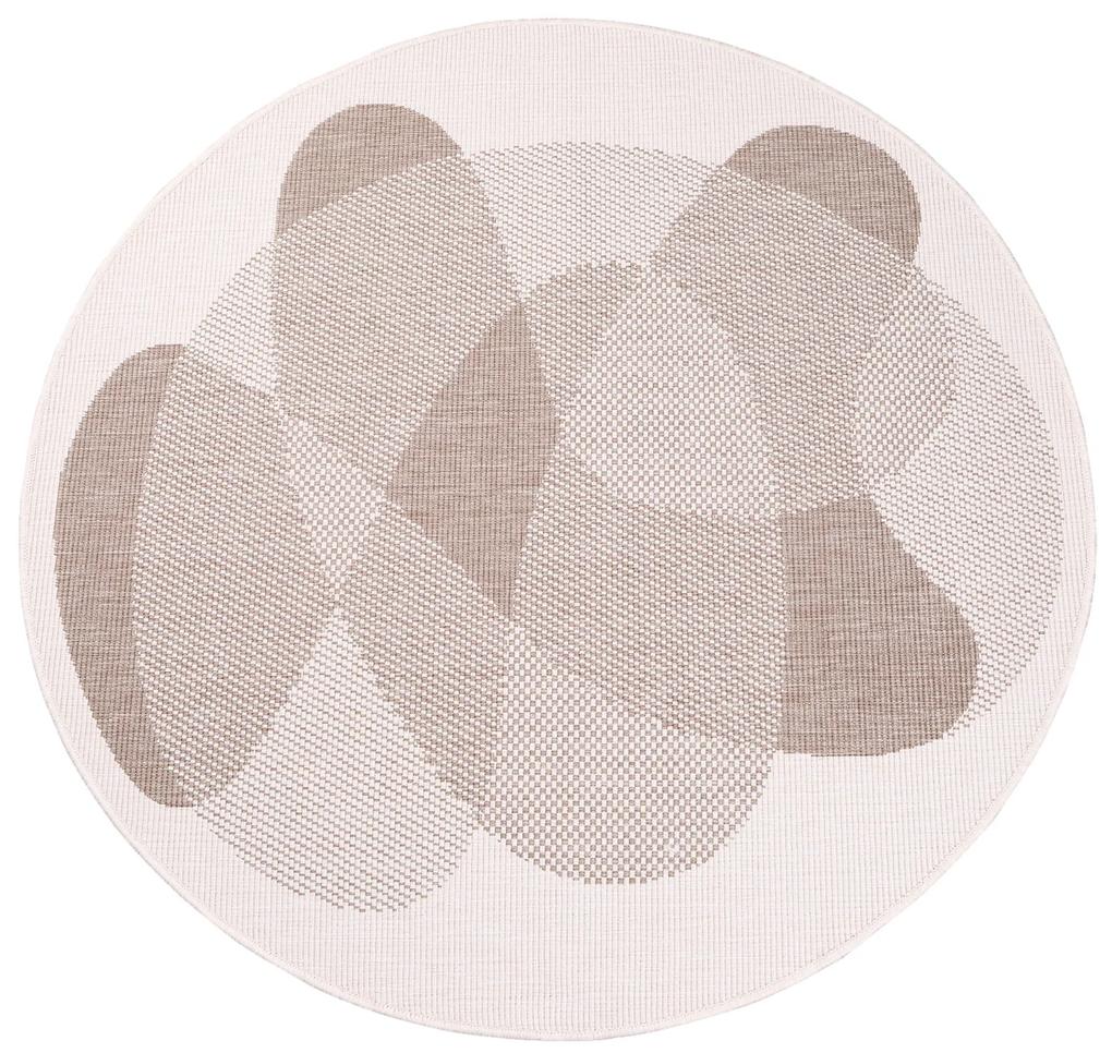 Dekorstudio Obojstranný okrúhly koberec na terasu DuoRug 5835 - béžový Priemer koberca: 160cm