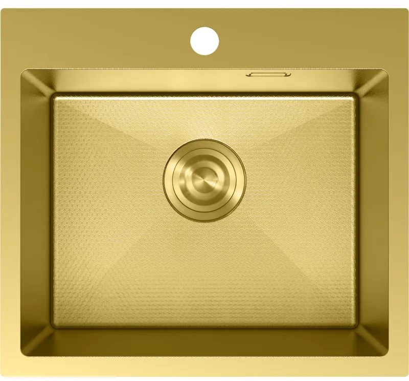 Mexen Solix, 1-komorový nerezový drez 500 x 450 mm, brúsená zlatá, vzor voština, 6402501000-55HC