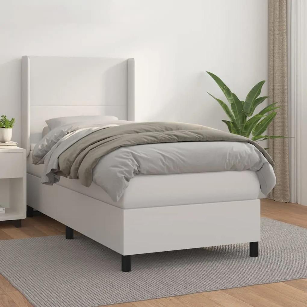 Boxspring posteľ s matracom biela 90x200 cm umelá koža 3132358