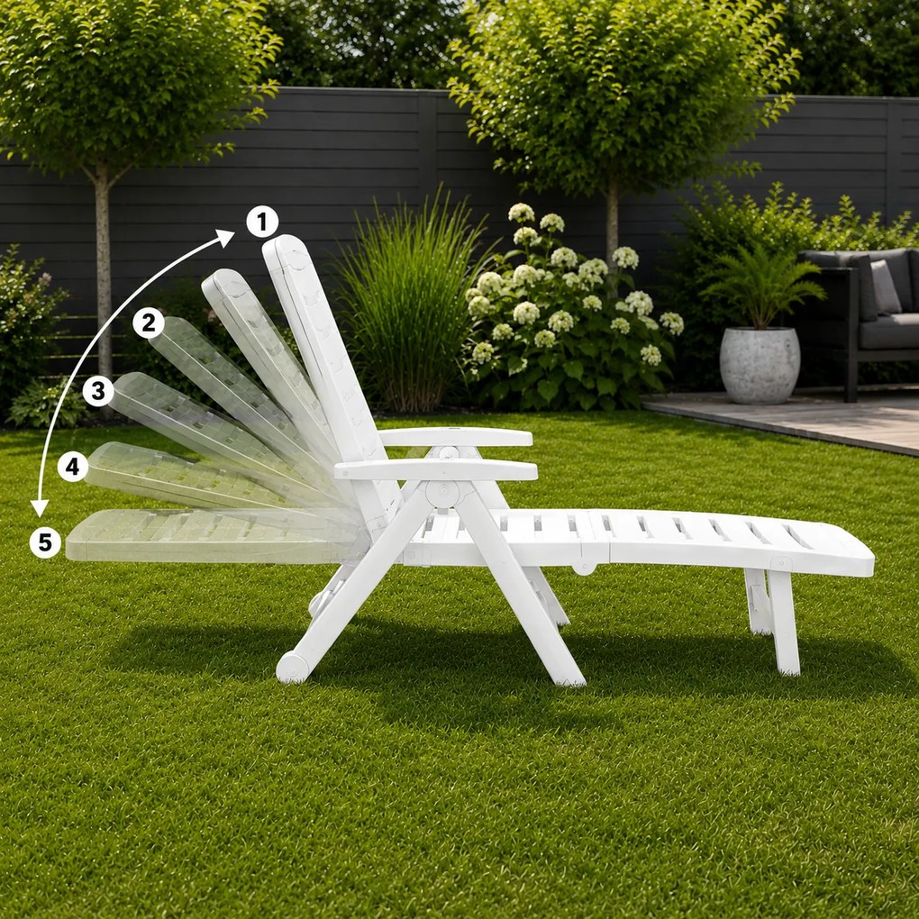 Záhradné lehátko SMERALDO, 72x189x96cm, biela I.P.A.E-Progarden