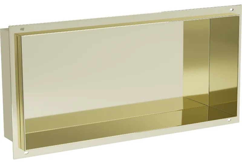 Mexen X-Wall-NR, polička na zapustenie pod obklad bez goliera 45 x 20 cm, zlatá lesklá, 1951452010