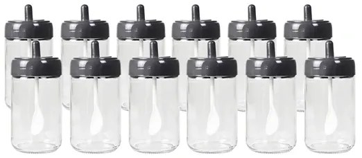 Sada dóz na korenie Aydoi 12 kusov čierna