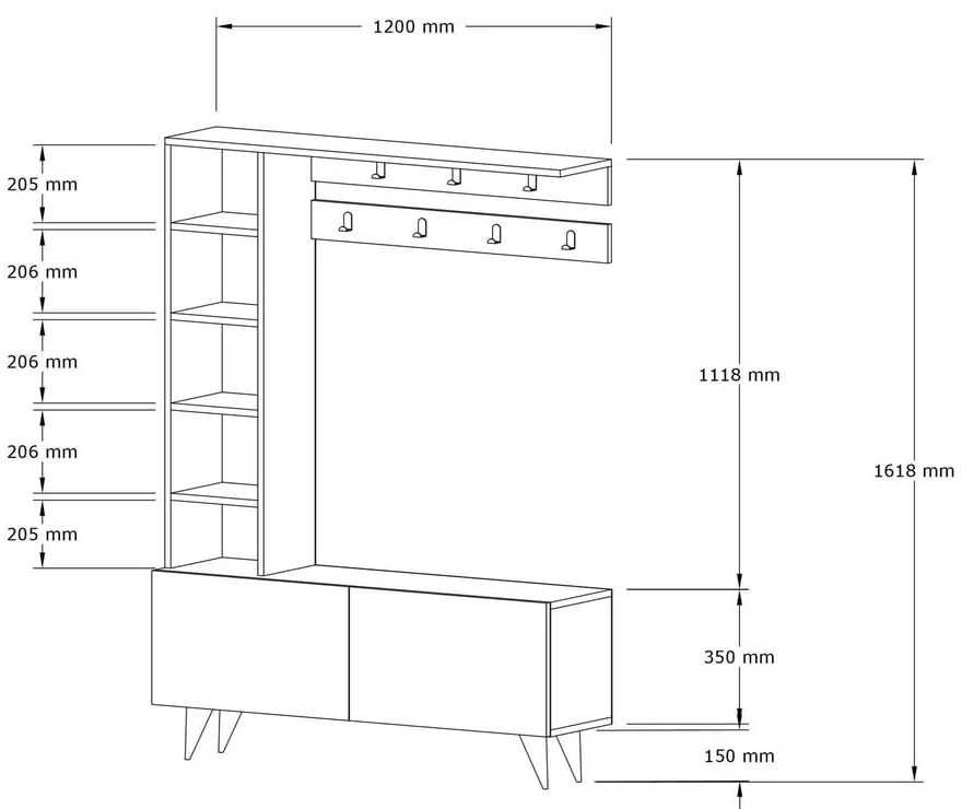 Predsieňová zostava v dekore orecha v prírodnej farbe Hale - Kalune Design