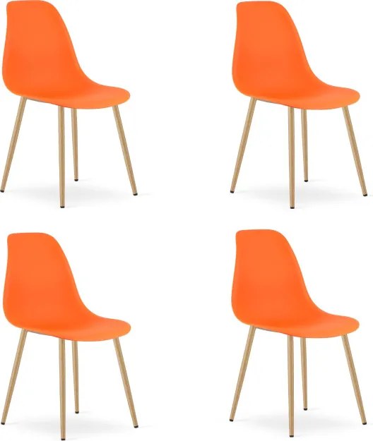 Set štyroch jedálenských stoličiek WAT oranžový - naturálne nohy (4 ks)